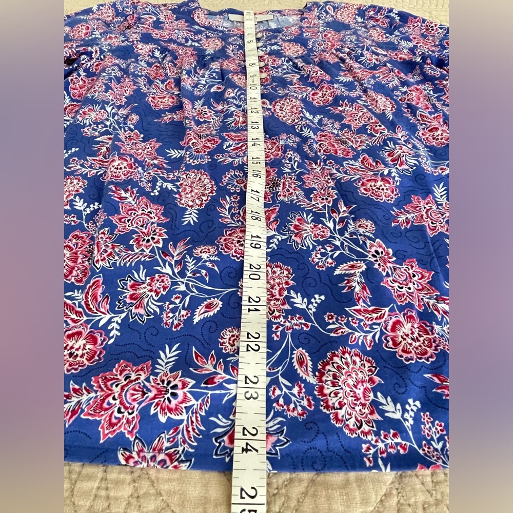 LOFT Blue Floral Long-Sleeve Blouse - Picture 9 of 9
